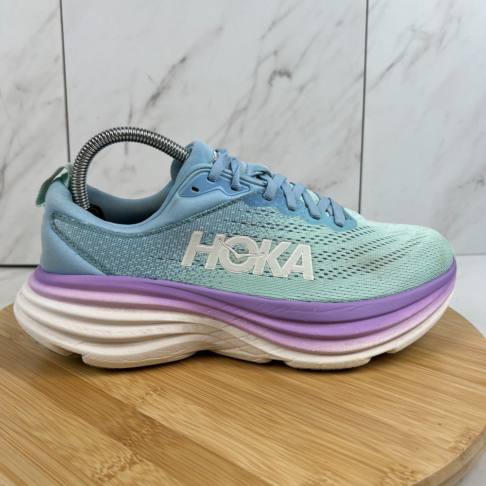 Hoka One Bondi 8 Womens Size 8 D WIDE Airy Blue Ocean Running Shoe 1127954 ABSO